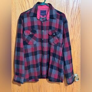 Woodland wool plaid button flannel down mens sz‎ Large